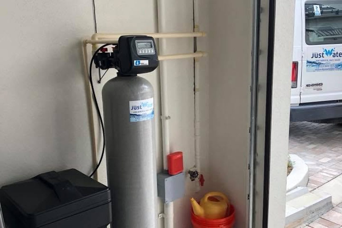 Just Water Refiner whole house water treatment system, single tank with activated carbon and high capacity resin